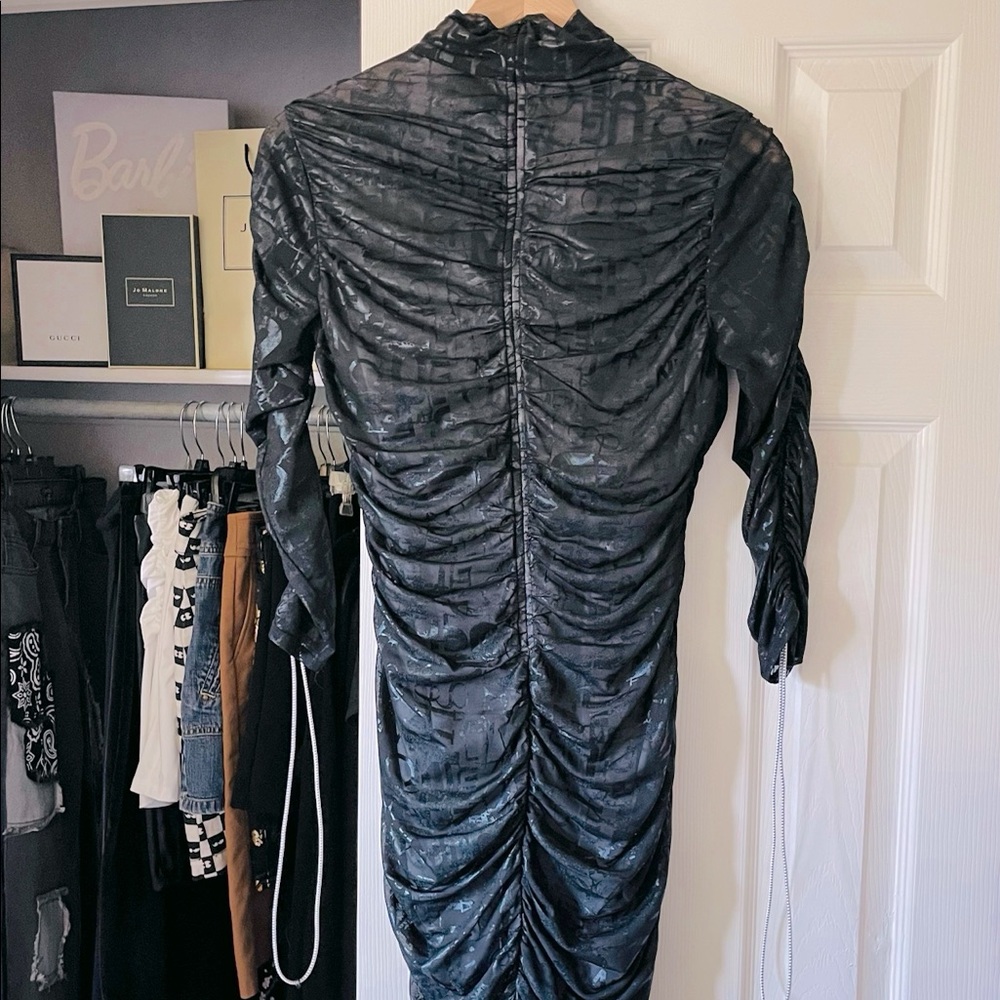 Mini Ruched Black Detailed Dress